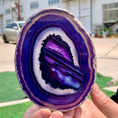 #ad 159G Natural Beautiful Agate Geode Druzy Slice ExtraLarge Gemstone $49.00
