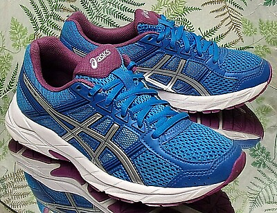#ad ASICS CONTEND 4 BLUE PURPLE SNEAKERS WALKING RUNNING COMFORT SHOES WOMENS SZ 6 $40.49