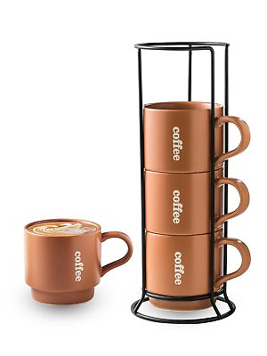 #ad Stackable Coffee Mugs with Rack Ceramic Coffee Mug Set Perfect for CoffeeTea ... $28.12