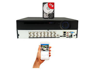 #ad 16 Channel 2TB H.265 CCTV DVR for HD AHD TVI CVI Analog 2MP Security Cameras $219.99