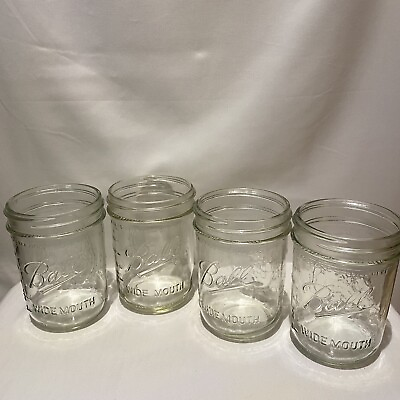 #ad Ball Wide Mouth Pint Size Freezer Safe Fruit Jars Lot of 4 No Lids or Seals $19.99