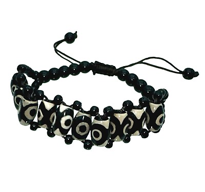 #ad Handmade Tibetan Dzi Bead Bracelet for Luck and Protection $10.99