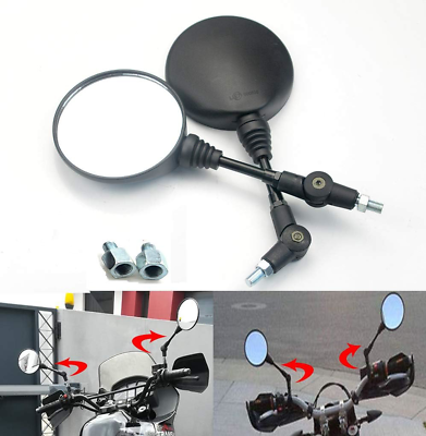 #ad evomosa Motorcycle Rear View Side Mirrors 8mm 10mm Folding Round Mirrors $28.57