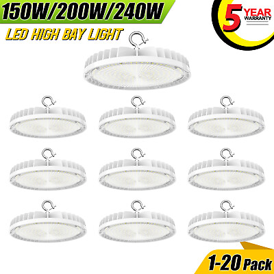 #ad 1 20X LED UFO High Bay Light 150W 200W 240W Dimmable Factory Warehouse Shop Lamp $389.11