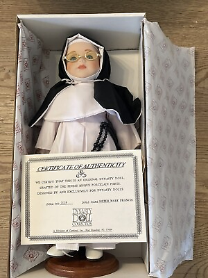#ad Dynasty Doll Collection Porcelain Nun Sister Mary Francis With Stand 14quot; $50.00