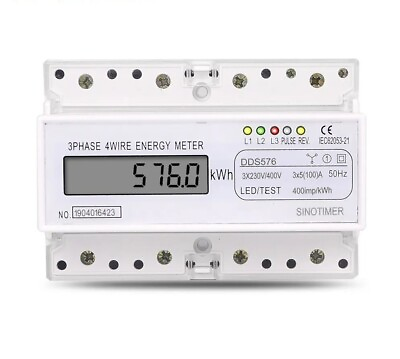Digital DIN Rail Mount Power Meter kWh Power Monitor 3 Phase 4 Wire AC 380V 400V $28.89