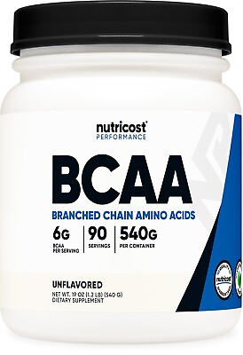 #ad Nutricost BCAA Powder 90 Servings Unflavored 6000mg Per Serving $24.98