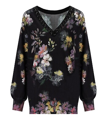 #ad Twinset Black Floral Oversize Jumper Woman $291.00