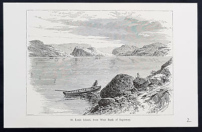 #ad 1882 Picturesque Canada Antique Print of St Louis Island Saguenay River Quebec $36.69