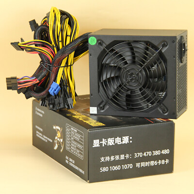 #ad #ad 2400W Modular Power Supply For 8 Graphic Cards Rig Coin Mining Miner 160V 240V $58.00