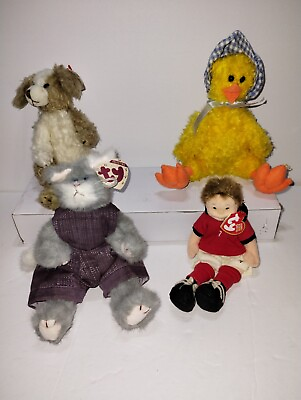 #ad Lot Of 4 Posable Beanie Babies 1993 Scruffy 1993 Whiskers 1993 Bonnie 2002 Footi $20.99