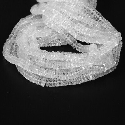#ad Natural Crystal Quartz Gemstone Faceted Beads Size 8MM Heishi Beads 16quot; Long $24.99