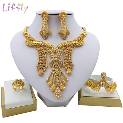 #ad Dubai Jewelry Sets Big Necklace Classic Water Drop Shape Bracelet C $38.99