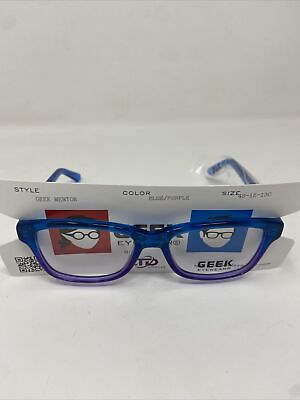 #ad GEEK Eyewear MENTOR Eyeglasses 48 15 130 Blue Purple Plastic Full Rim NEW $30.99
