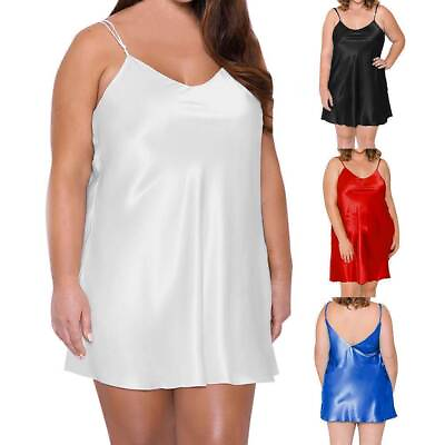 #ad Sexy Women Satin Silk Nightdress Lingerie Sleepwear Dress Robe Dresses Plus Size $10.29