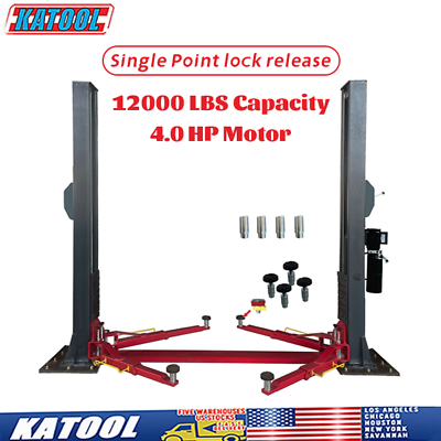 #ad Katool 12000 Lbs Two Post Auto Lift 4HP Single Lock Release 2 Post Car Lift $2999.00
