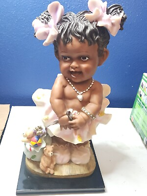 #ad Figurine Baby Child Black African American w Ponytails and Toys 15 inch $199.97