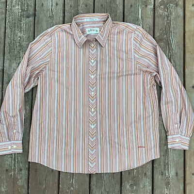 #ad Women’s Orvis Button Down Carefree Long Sleeve Dress Shirt Striped Size 18 $9.99