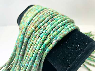 #ad Genuine Natural Arizona Turquoise Rondelle Round Loose Gemstone Beads PGS325 $21.32