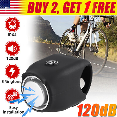 #ad Bike Electric Horn 120dB Super Loud Bicycle Bell Waterproof Multiple Sound Modes $7.75