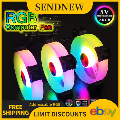#ad RGB Computer Case Fan PC Cooling 120mm Sync LED Quiet with 1 Remote Control 12V $92.90