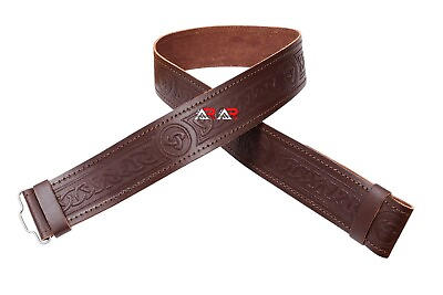 Scottish Leather Kilt Belt Highland Brown without Buckle Sizes Small to 2XL AAR $14.99