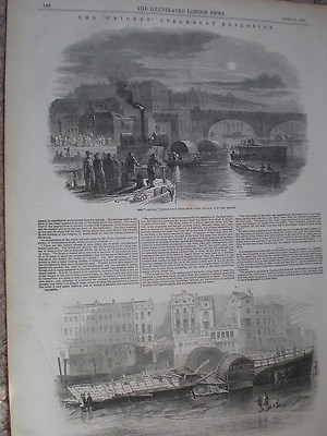 #ad Explosion on London Thames Steam Boat Cricket 1847 old prints and article Ref S GBP 9.99