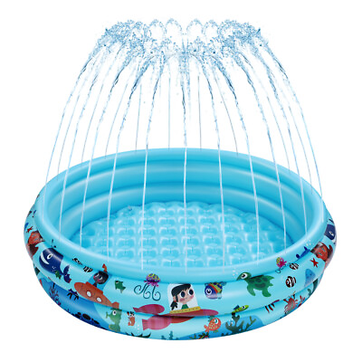 #ad IBASETOY 120cm PVC Inflatable Pool with Sprinkler Circular Water Splashing Pool $61.78