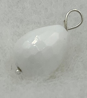 #ad Natural White Agate Gemstone Small Faceted Teardrop Pendant $9.99