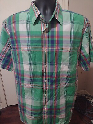 #ad Men#x27;s Polo Ralph Lauren Cotton Green Colorful Short Sleeve Button Up Shirt XL $24.99