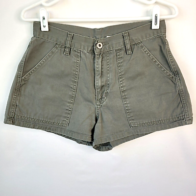 #ad Jordache VINTAGE Womens Short Shorts Size 7 8 Army Green Cotton Twill Pockets $14.99