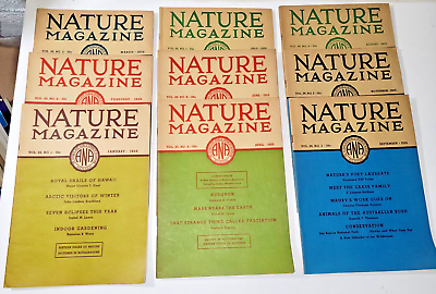 #ad 9 Issue Lot NATURE MAGAZINE 1935 Excellent condition $55.00