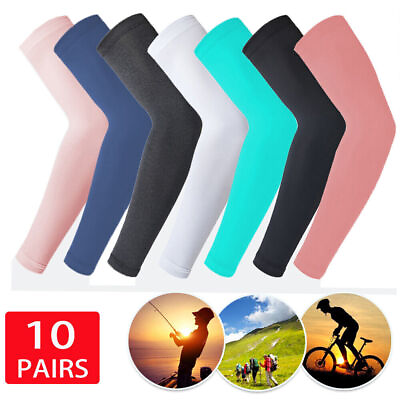 #ad 10Pair Cooling Arm Sleeves Basketball Golf Sport UV Sun Protection Tattoos Cover $3.99