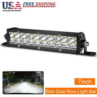 #ad 7inch Spot Flood Combo LED Work Light Bar Driving Offroad ATV SUV Dual Row Slim $13.98