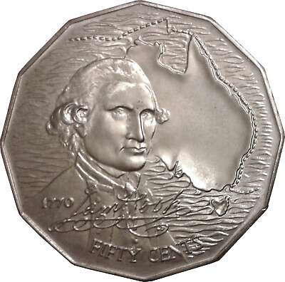 #ad Unique Australian 50c Cent Coin 1970 Bicentenary James Cooks Voyage CIRCULATED AU $4.20