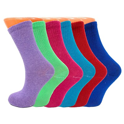 #ad Women’s Colorful Solid Cotton Crew Socks 6 Pairs Casual Extra Thin Socks $16.99