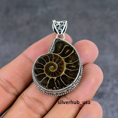 #ad Genuine Natural Ammonite Fossil Handmade Mother#x27;s Day Pendant Gift Jewelry $16.59