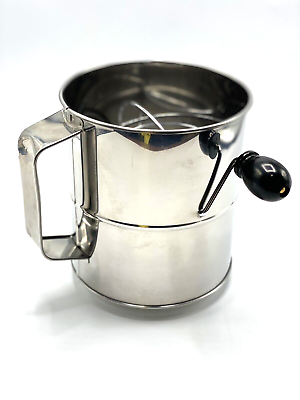 #ad Large Stainless Hand Rotary Steel Flour Sifter 6quot; diameter 7quot; high Sturdy $9.79