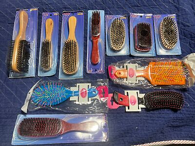 #ad Hair Brush 11 Pack All Styles Wooden And Plastic Handles Soft To hard Asst $36.00