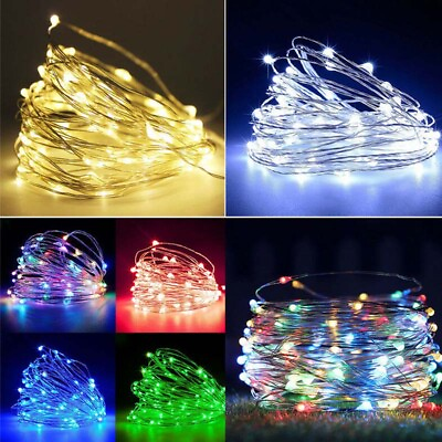 #ad 20 50 100 LED Battery Micro Rice Wire Copper Fairy String Lights Party white rgb $4.69