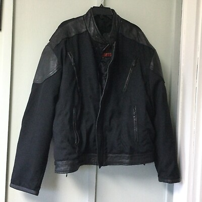 #ad HOT LEATHERS Size 50 Zip Up Black Cafe Racer Moto Jacket Lined Long Sleeve $79.99