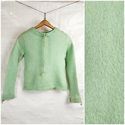#ad 1960s Bobbie Brooks Child#x27;s Sweater Mohair Wool Drawstring Vintage Clothing $25.00