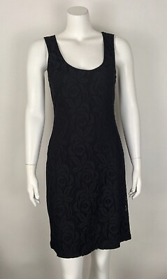 #ad Calvin Klein Women’s Tank Dress Black Lace Front Sleeveless Stretch Sz 6 $43.44