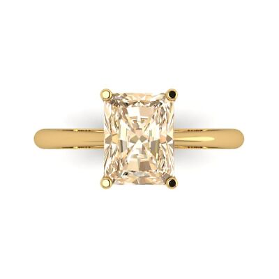 #ad 2.5 Radiant Modern Statement Bridal Natural Morganite Ring Solid 14k Yellow Gold $342.94