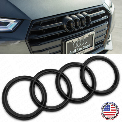 #ad #ad 08 20 A3 S3 A4 S4 A5 S5 S RS Gloss Black Front Grille Rings Badge Logo Emblem $21.99