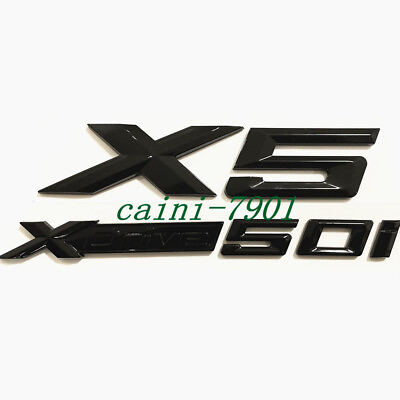 #ad 2pcs For X5 amp; XDrive 50i Car Emblem Side Trunk Badge Gloss Black Sticker $19.80