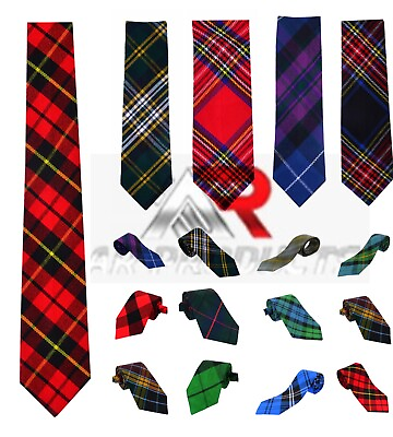 Men#x27;s Scottish Neck Ties For Kilt Various Clan Tartan Acrylic Wool Necktie AAR $12.99