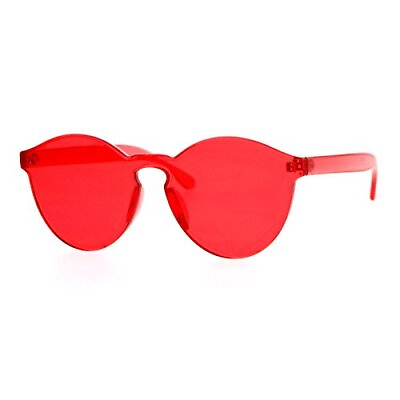 #ad Rimless Flat Lens Sunglasses One Thick Translucent Round Lens Frame $13.95