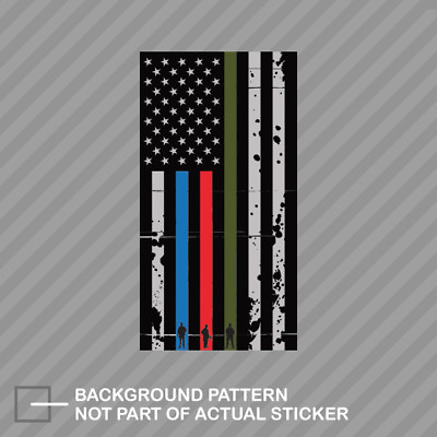 #ad Vertical Reverse Tattered Thin Blue Line Flag Military Firefighter Sticker $17.96