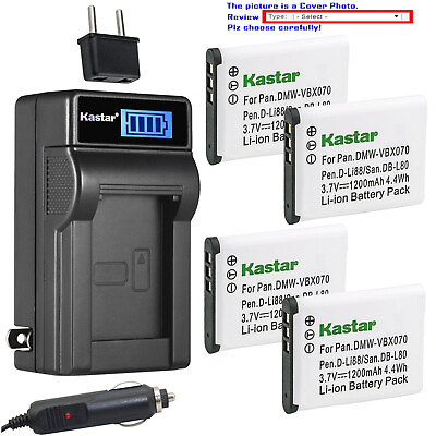 #ad Kastar Battery LCD AC Charger for VW VBX070 amp; Panasonic HX DC3R HX DC3W HX WA10 $8.99